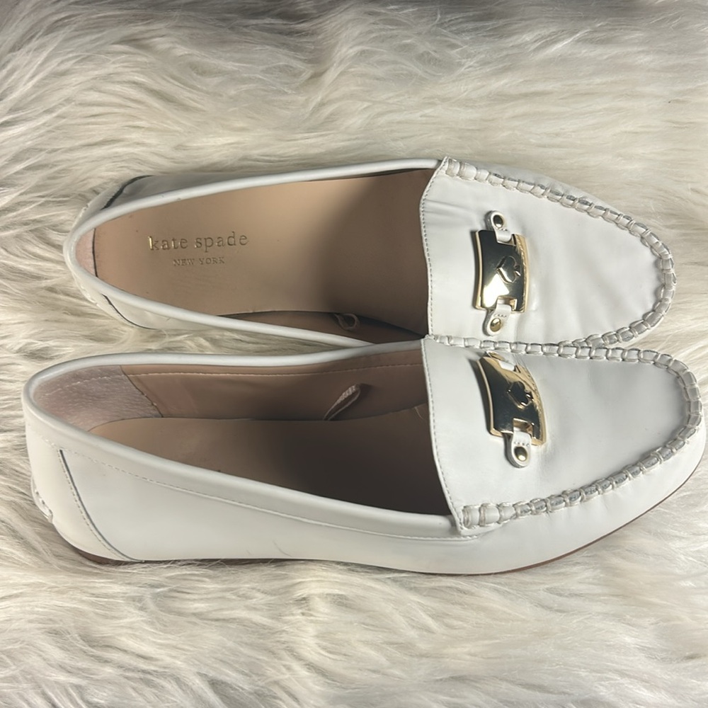 KATE SPADE Loafers Women's Size 8 Kate Spade Carmen S1350018 White Leather Shoes - Picture 2 of 15